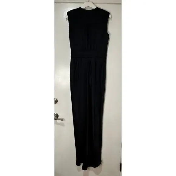 Ramy Brook Quinn Plunge-Neck Gown Dress Black Size 10 NWT Bold Front Slit